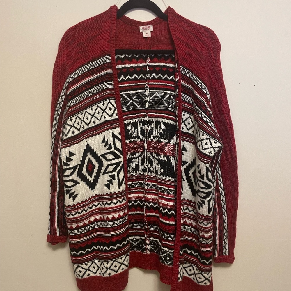 Mossimo Supply Co. Red and Black Patterned Cardigan